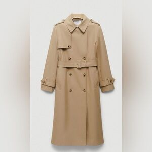 Mango Beige Double-Breasted Trench Coat